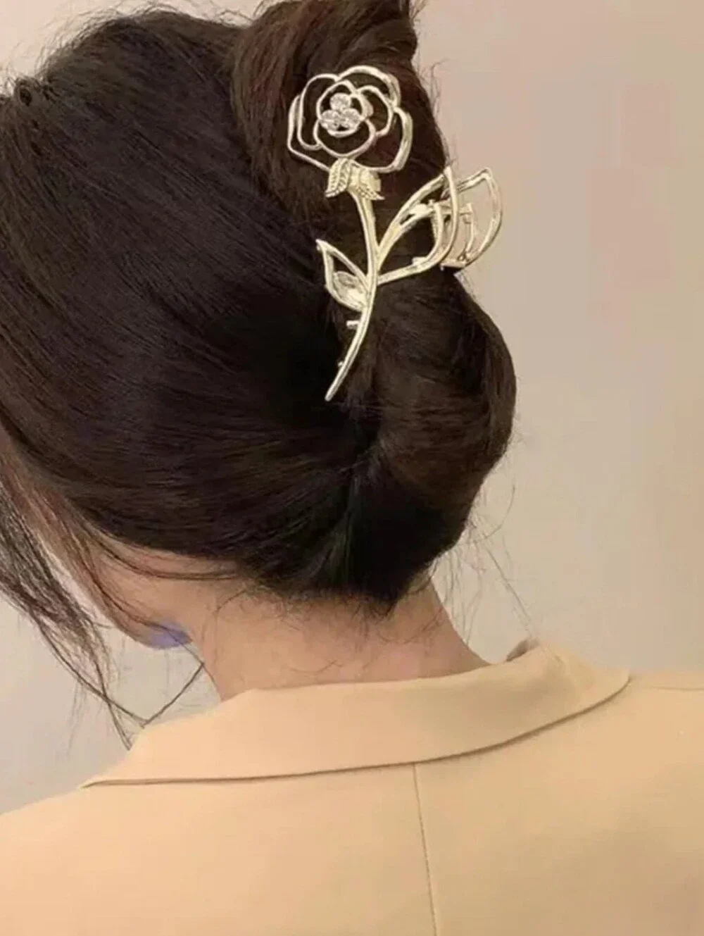 BRUSH Gold Floral Rose Hair Pin for Women